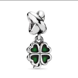 Pandora Four-Leaf Clover Enamel/Silver Dangle Charm